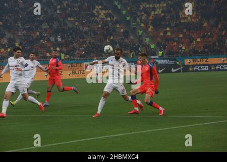 BUCHAREST, ROMANIA - December 15, 2021: Football match between FCSB and Rapid 1923 old on National Arena in League 1. Stock Photo