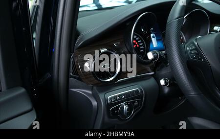 STUTTGART, GERMANY - Dec 17, 2021: Luxurious, Comfortable And Modern Car Interior. Ideal Concept For Power, Performance, Automobile And Technology Stock Photo