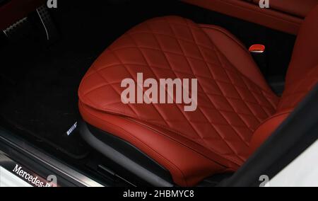 STUTTGART, GERMANY - Dec 17, 2021: Luxurious, Comfortable And Modern Car Interior. Ideal Concept For Power, Performance, Automobile And Technology Stock Photo