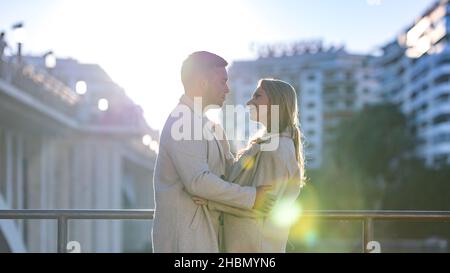 Young couple in love in the city Stock Photo