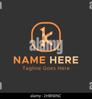 K letter Logo.Light Orange Color Minimalistic Abstract logo.Round Square shape Logo. Stock Vector