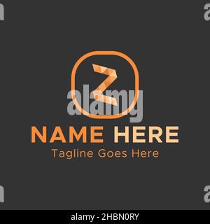 Z letter Logo.Light Orange Color Minimalistic Abstract logo.Round Square shape Logo. Stock Vector