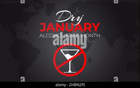 Black Dry January Background Illustration Banner Stock Vector