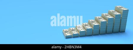 Money stacks from dollars with blank copy space backgrounds. Finance conceptual Stock Photo