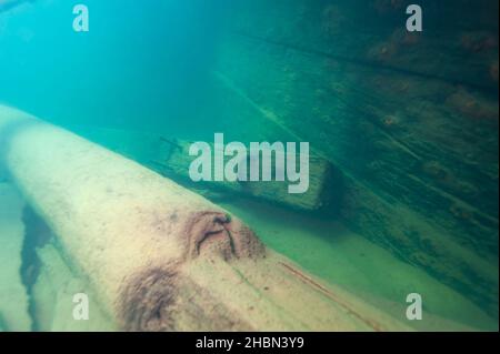 Cargo hold of the Bermuda shipwreck in the Alger Underwater Preserve in Lake Superior Stock Photo