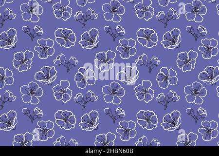 Blooming sakura seamless pattern Color of the year Stock Vector