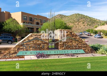Tucson. AZ - Oct. 8, 2021: JW Marriott Starr Pass Resort and Spa has 540 rooms, 35 suites, and 14 meeting rooms. Stock Photo