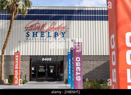 Las Vegas, NV - Dec 13, 2021: The Shelby Heritage Center has exhibits of more than 30 Shelby vehicles along with the history of Carroll Shelby and the Stock Photo