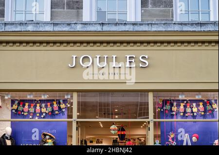 Edinburgh, Scotland- Nov 21, 2021:  The sign for Joules store in Edinburgh. Stock Photo