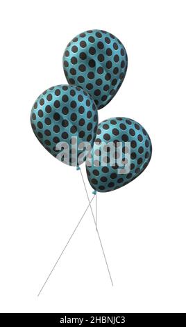 Aqua Black Mesh Polka Dot Balloons Stock Vector