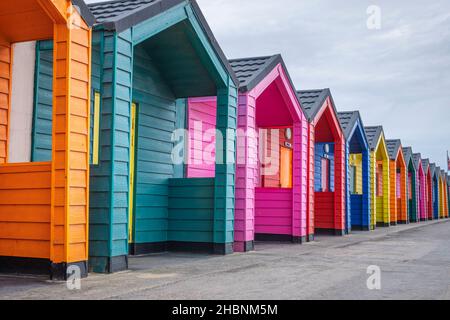 Colourful beach huts at Saltburn-by-the-Sea Stock Photo