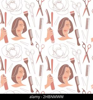 Hairdresser collection in a flat art style.  Stock Vector