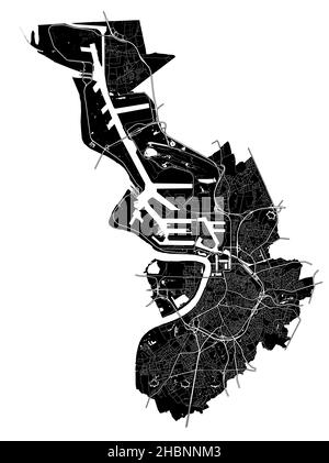 Antwerp , Belgium, high resolution vector map with city boundaries, and editable paths. The city map was drawn with white areas and lines for main roa Stock Vector
