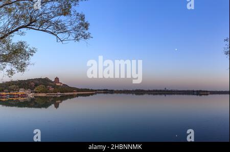 China Beijing Summer Palace misty lake and tree view Stock Photo - Alamy