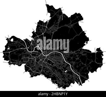 Dresden, Saxony, Germany, Germany, high resolution vector map with city boundaries, and editable paths. The city map was drawn with white areas and li Stock Vector