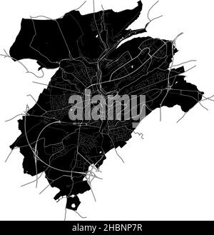Luxembourg City, Luxembourg, high resolution vector map with city boundaries, and editable paths. The city map was drawn with white areas and lines fo Stock Vector