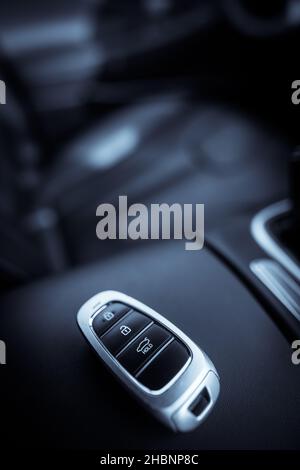Close up shot of a modern car wireless key. Stock Photo