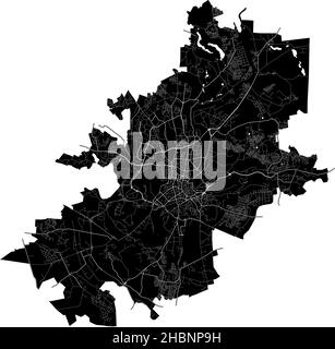 Vilnius, Lithuania, high resolution vector map with city boundaries, and editable paths. The city map was drawn with white areas and lines for main ro Stock Vector