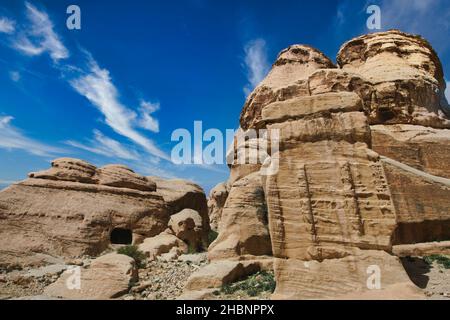 The impressive ruins of Petra, the stone-carved city in Jordan Stock Photo