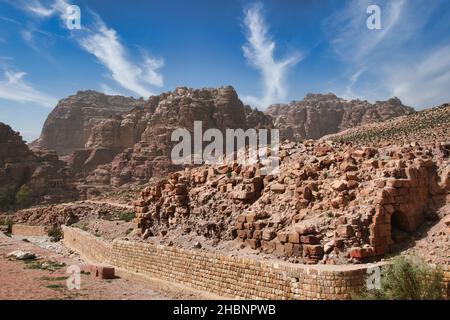 The impressive ruins of Petra, the stone-carved city in Jordan Stock Photo