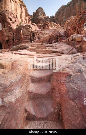 The impressive ruins of Petra, the stone-carved city in Jordan Stock Photo