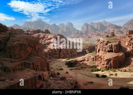 The impressive ruins of Petra, the stone-carved city in Jordan Stock Photo