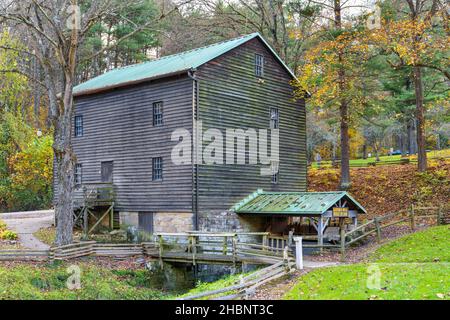 The 19th century Gaston’s Mill in the Pioneer Village at Beaver Creek State Park located in East Liverpool, Ohio. Stock Photo