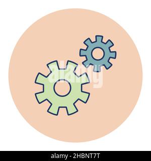 Gear outline flat icon. Teamwork. Finances sign. Graph symbol for your web site design, logo, app, UI. Vector illustration, EPS10. Stock Vector