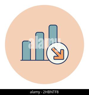 Decrease outline flat icon. Office sign. Graph symbol for your web site design, logo, app, UI. Vector illustration Stock Vector