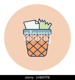 Wastebasket outline flat icon. Workspace sign. Graph symbol for your web site design, logo, app, UI. Vector illustration, EPS10. Stock Vector
