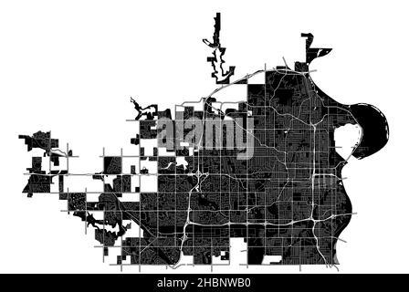 Omaha, Nebraska, United States, high resolution vector map with city boundaries, and editable paths. The city map was drawn with white areas and lines Stock Vector