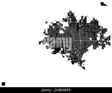 Wichita, Kansas, United States, high resolution vector map with city boundaries, and editable paths. The city map was drawn with white areas and lines Stock Vector