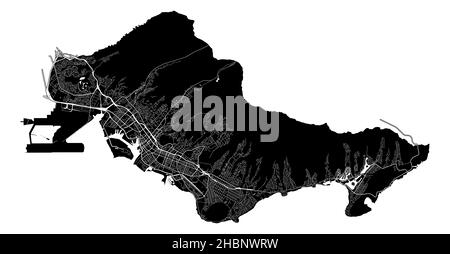 Honolulu, Hawaii, United States, high resolution vector map with city boundaries, and editable paths. The city map was drawn with white areas and line Stock Vector