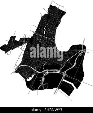 Newark, New Jersey, United States, high resolution vector map with city boundaries, and editable paths. The city map was drawn with white areas and li Stock Vector