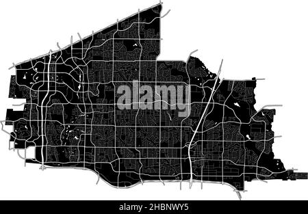 Empty vector map of Plano, Texas, USA, printable road map created in ...