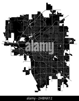 Lincoln, Nebraska, United States, high resolution vector map with city boundaries, and editable paths. The city map was drawn with white areas and lin Stock Vector