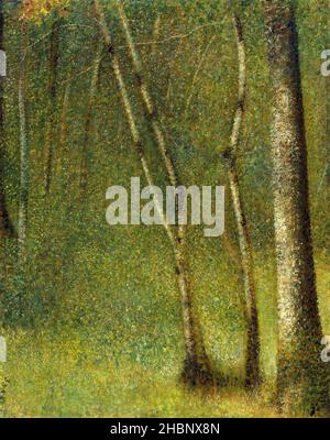 The Forest at Pontaubert (1881) by Georges Seurat. Stock Photo