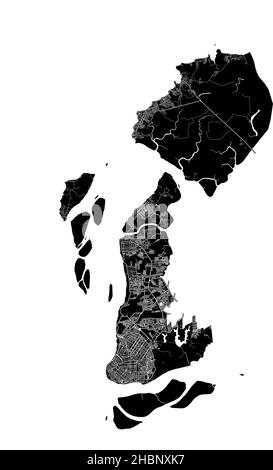 Belem, Brazil, high resolution vector map with city boundaries, and editable paths. The city map was drawn with white areas and lines for main roads, Stock Vector