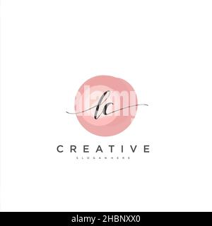 LC Initial handwriting minimalist geometric logo template vector art, Logo for business beauty, fashion, and other art Stock Vector