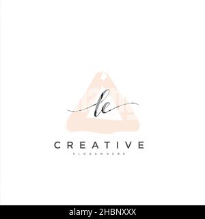 LE Initial handwriting minimalist geometric logo template vector art, Logo for business beauty, fashion, and other art Stock Vector