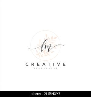 LM Initial handwriting minimalist geometric logo template vector art, Logo for business beauty, fashion, and other art Stock Vector
