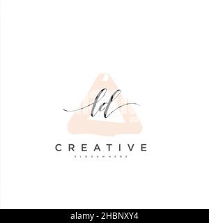 LD Initial handwriting minimalist geometric logo template vector art, Logo for business beauty, fashion, and other art Stock Vector