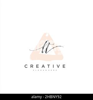 LT Initial handwriting minimalist geometric logo template vector art, Logo for business beauty, fashion, and other art Stock Vector