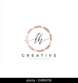 LH Initial handwriting minimalist geometric logo template vector art, Logo for business beauty, fashion, and other art Stock Vector