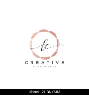 LC Initial handwriting minimalist geometric logo template vector art, Logo for business beauty, fashion, and other art Stock Vector