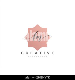 LM Initial handwriting minimalist geometric logo template vector art, Logo for business beauty, fashion, and other art Stock Vector
