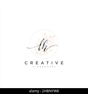 LH Initial handwriting minimalist geometric logo template vector art, Logo for business beauty, fashion, and other art Stock Vector