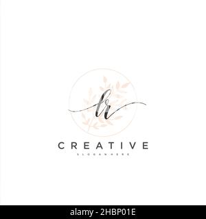 LR Initial handwriting minimalist geometric logo template vector art, Logo for business beauty, fashion, and other art Stock Vector
