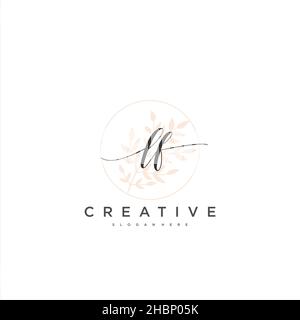 LF Initial handwriting minimalist geometric logo template vector art, Logo for business beauty, fashion, and other art Stock Vector