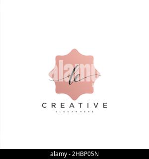 LE Initial handwriting minimalist geometric logo template vector art, Logo for business beauty, fashion, and other art Stock Vector
